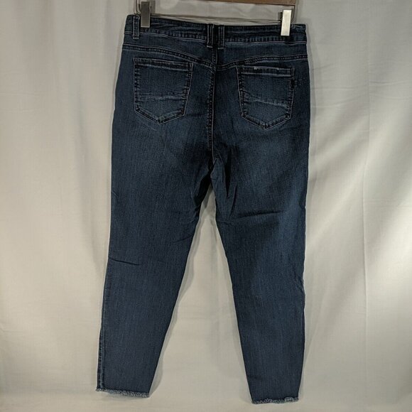 1822 Denim Jeans Pants Distressed Blue 14 High Rise Skinny Ankle - Picture 6 of 14